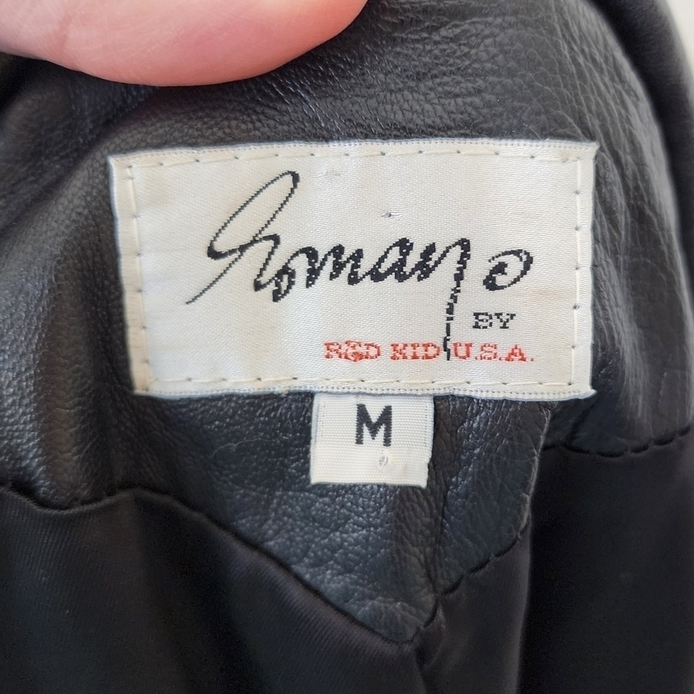 Vintage Romano by Red Kid Black Leather Jacket M - Picture 5 of 5